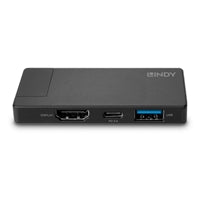 LINDY 43336 USB-C Laptop Micro Docking Station with 1 x HDMI (F) 1 x USB Type-A (F) & USB Type-C Featuring Power Delivery 3.0 Capable up to 100W for Pass-Through Charging, Supports HDMI Resolutions up to 4K 3840x2160@60Hz