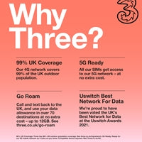 Three 3G 4G & 5G-Ready 24GB Prepaid Mobile Broadband Trio SIM Card