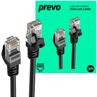 Prevo CAT6-BLK-3M Network Cable, RJ45 (M) to RJ45 (M), CAT6, 3m, Black, Oxygen Free Copper Core, Sturdy PVC Outer Sleeve & Clip Protector, Retail Box Packaging