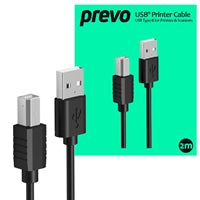 Prevo USBA-USBB-2M USB Printer Cable, USB 2.0 Type-A (M) to USB 2.0 Type-B (M), 2m, Black, 480Mbps Transmission Rate, Suitable for Printers & Scanners, Retail Box Packaging