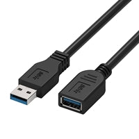 Prevo USBM-USBF-2M USB Extension Cable, USB 3.0 Type-A (M) to USB Type-A (F), 2m, Black, Up to 5Gbps Transmission Rate, Retail Box Packaging