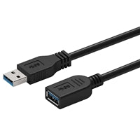 Prevo USBM-USBF-3M USB 3.0 Extension Cable, USB 3.0 Type-A (M) to USB Type-A (F), 3m, Black, Up to 5Gbps Transmission Rate, Retail Box Packaging