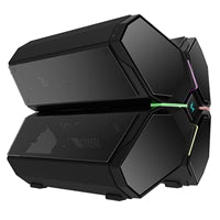DeepCool Quadstellar Infinity Case, Black, Full Tower Compatibility, 1 x USB 3.2 Type-C, 6 x Tempered Glass Side Window Panels, Integrated RGB LED Light Strips on Front Panel, 4 x Dedicated Front Ventilation Panels