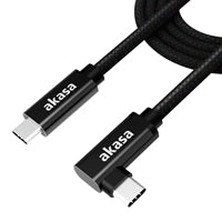 AKASA AK-CBUB66-20BK Data Cable. Right-Angled USB 3.2 Gen 2x2 Type-C (M) to USB 3.2 Gen 2x2 Type-C (M), 2m, Black, SuperSpeed USB up to 20Gbps Data, Fast Charging 100W Power Delivery, Supports DisplayPort Alternate Mode for 4K@60Hz UHD Video Function