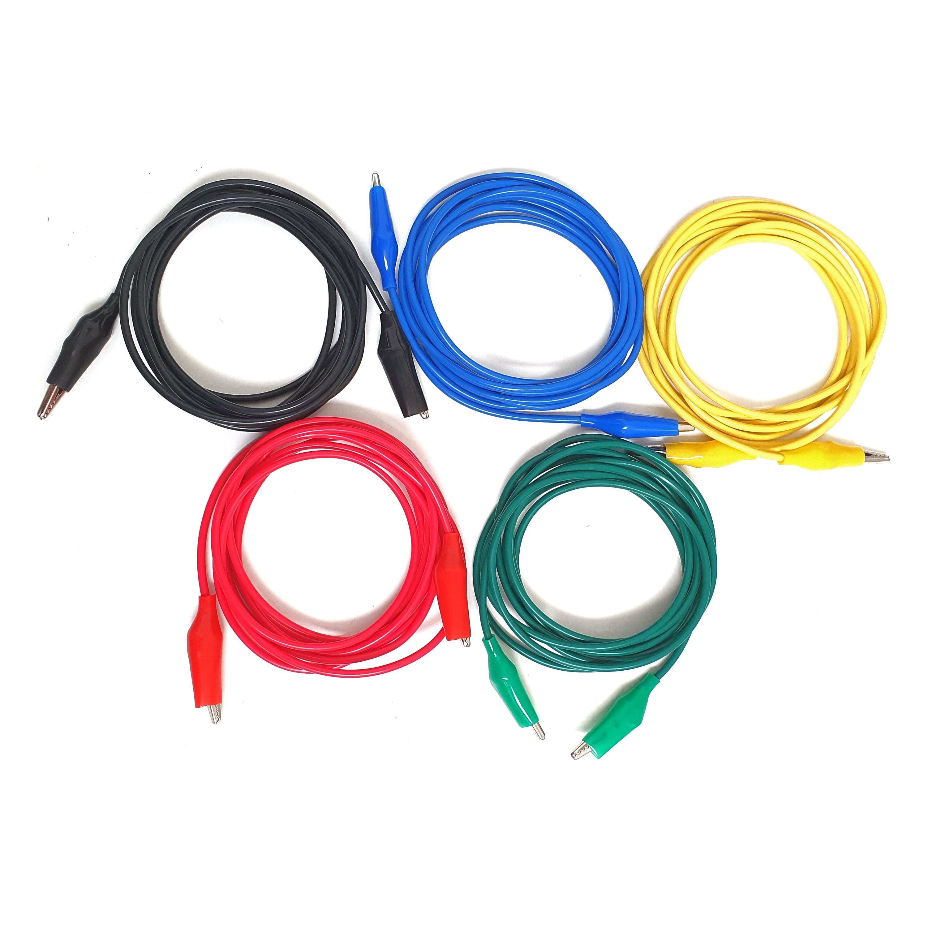 5pc Crocodile/Aligator Test Leads With Clips 2m long extra Flexible soldered connectors