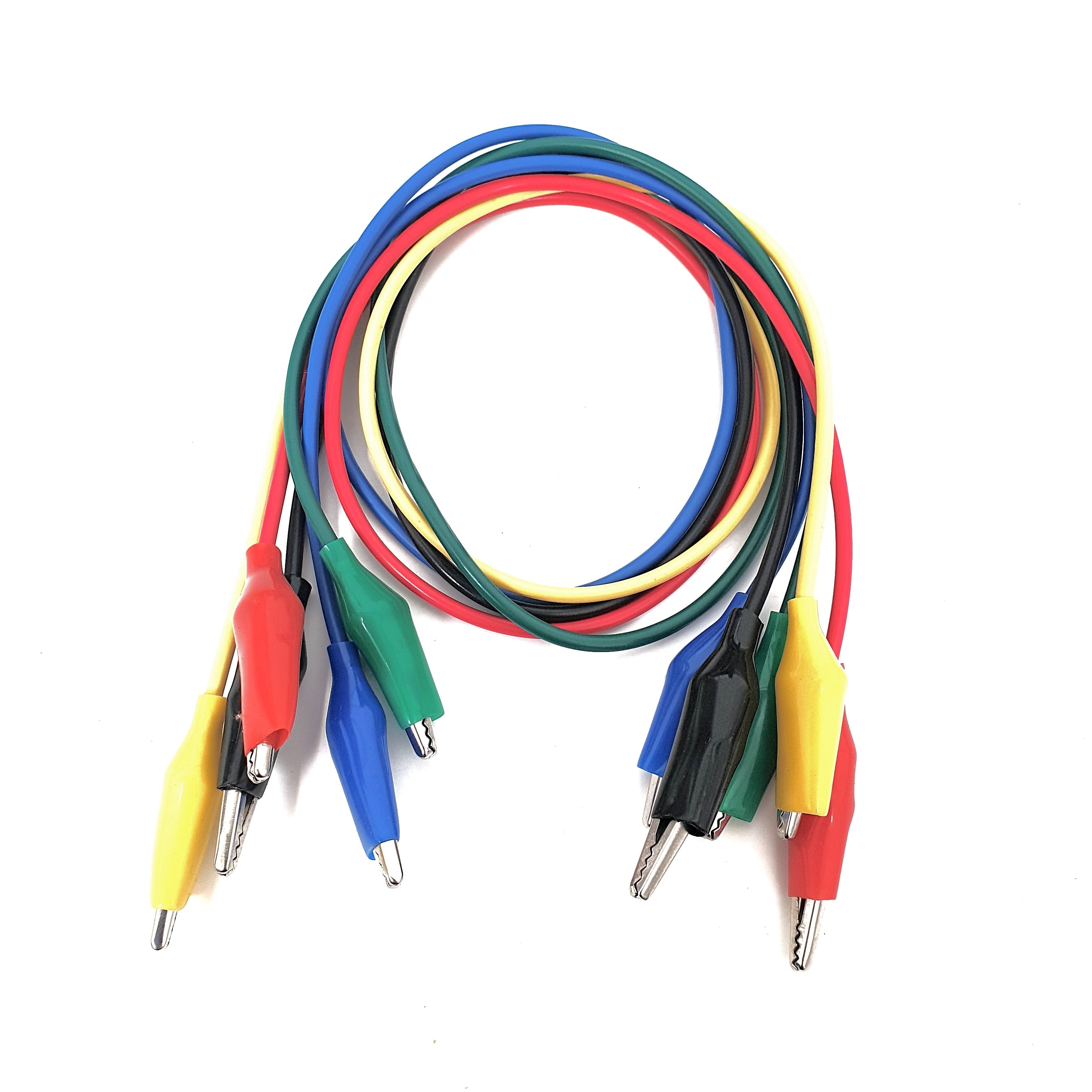 5pc Crocodile/Aligator Test Leads With Clips 50cm extra Flexible soldered connectors