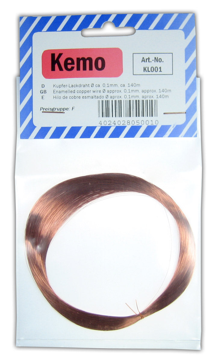 Kemo KL001 Enamelled Copper Wire  approx. 0.1 mm