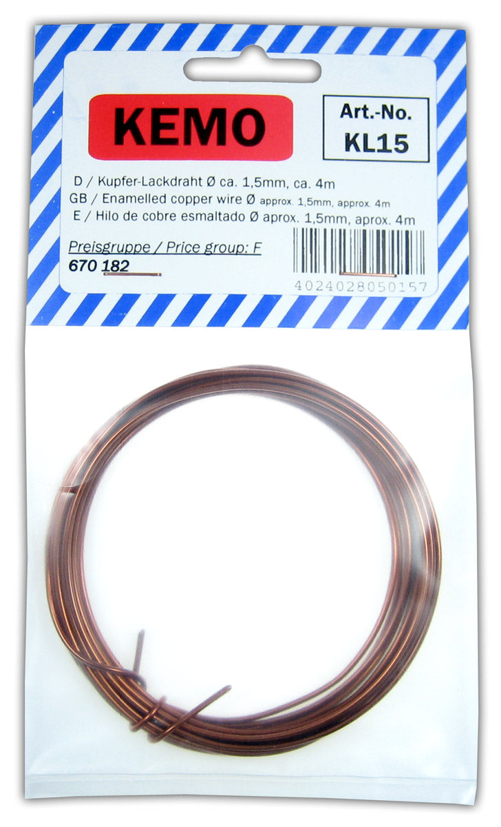 Kemo KL015 Enamelled Copper Wire  approx. 1.5 mm