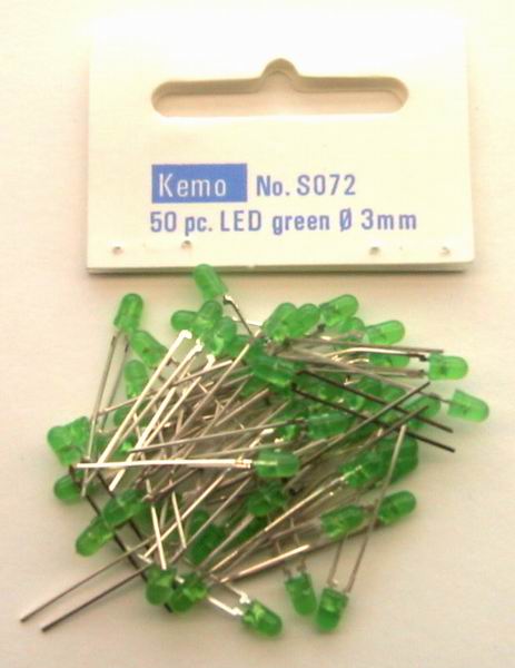 Kemo S072 LED  3 mm green approx. 50 pieces