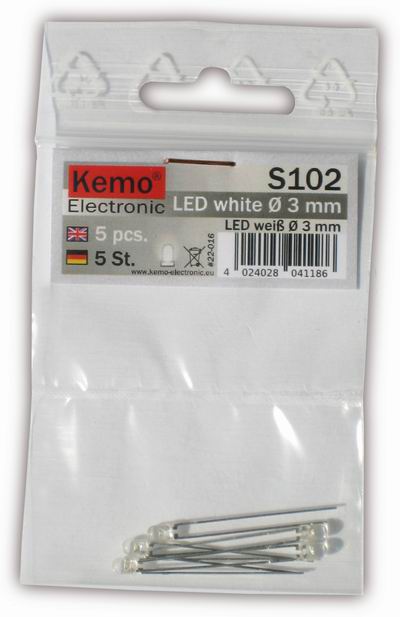 Kemo S102 LED white  3 mm 5 pieces