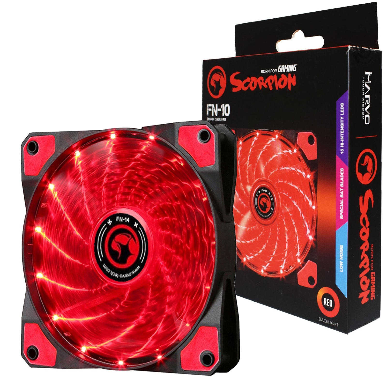 Marvo Scorpion FN-10 Red 120mm 1200RPM Red LED Gaming Fan