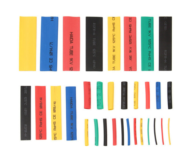 Heat shrink tubes 164 pcs mixed colours and diameters 80mm and 40mm long