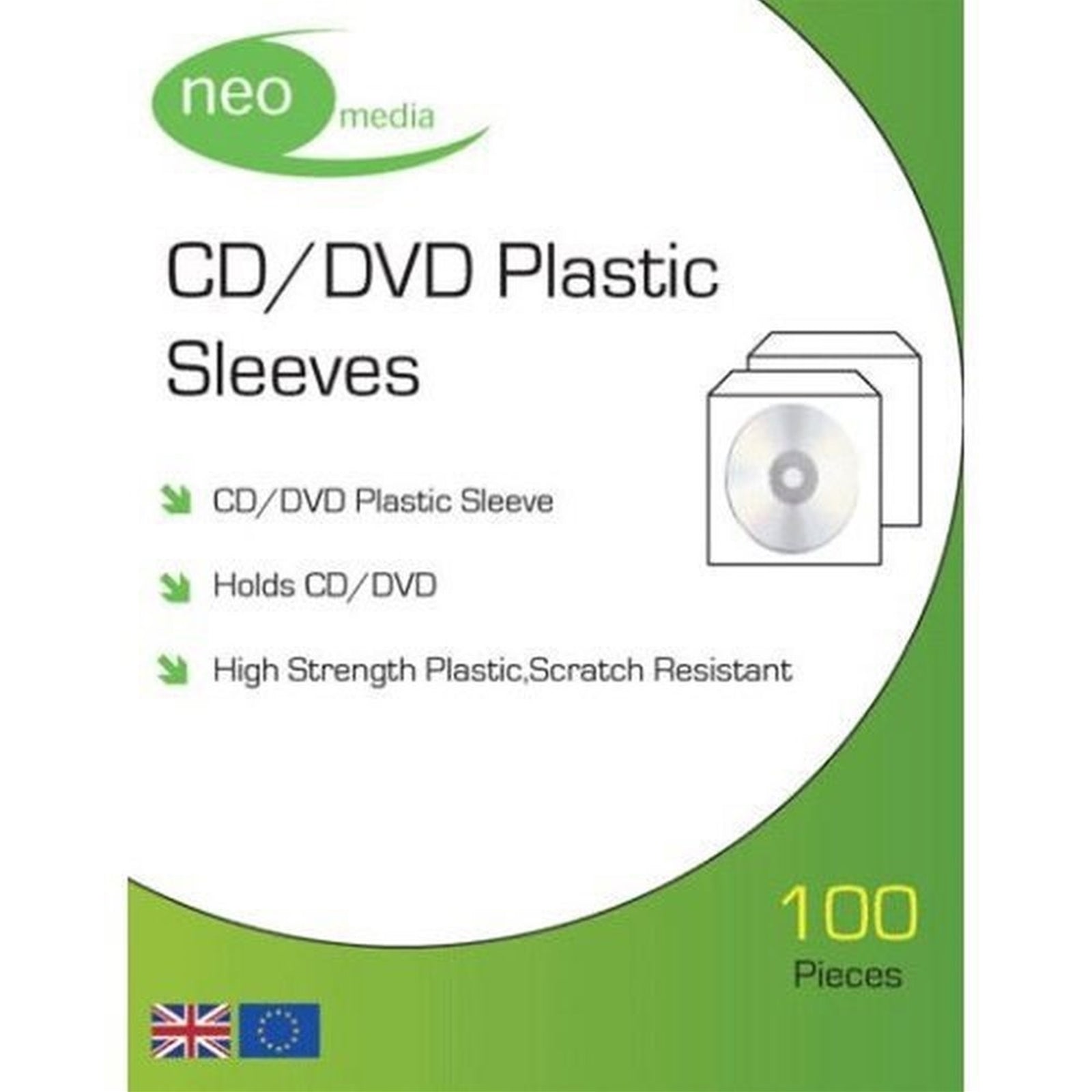 Clear CD DVD Disk Sleeves protectors 100 pack 100 Micron