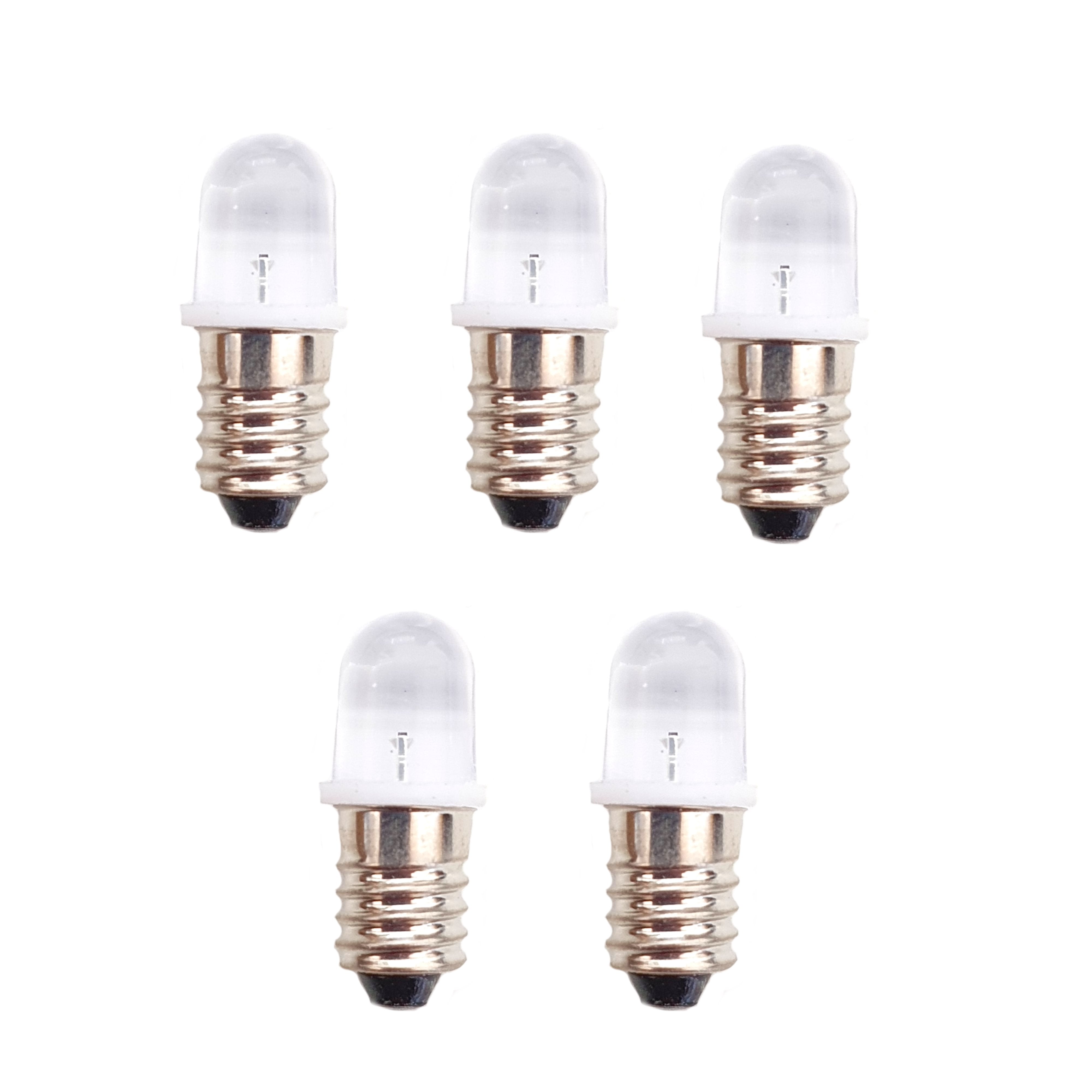 5 x 6V MES E10 LED Lamp Bulb 10mm Diameter - White