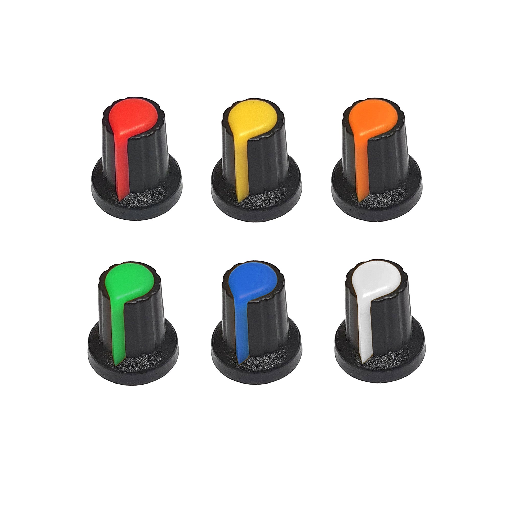 6x Coloured 6mm Spline Shaft Potentiometer Volume Control Knob Cap Plastic