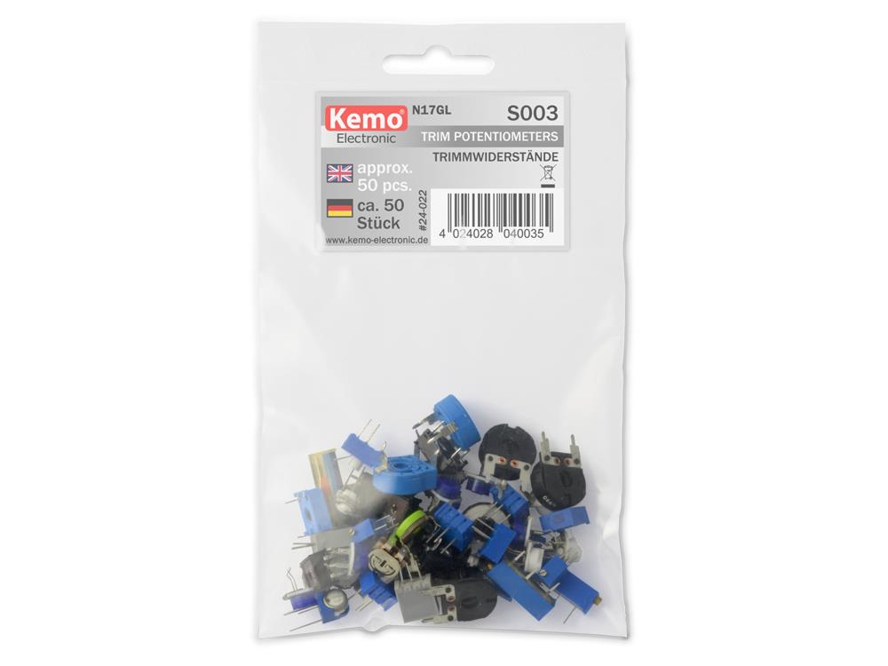 50pc Trimmer Preset POT Selection Kemo S003 Assorted Mixed Values Potentiometers