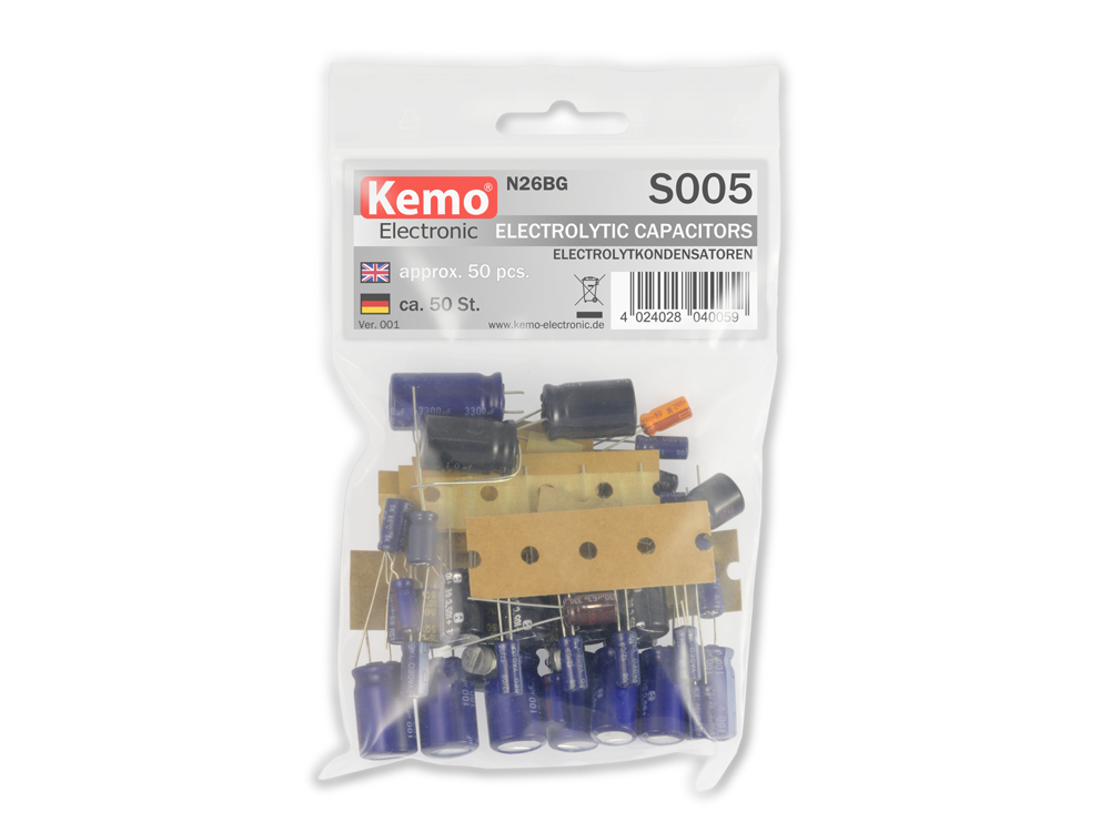 Electrolytic Capacitor Selection Kemo S005 Mixed Values Capacitors 50pc