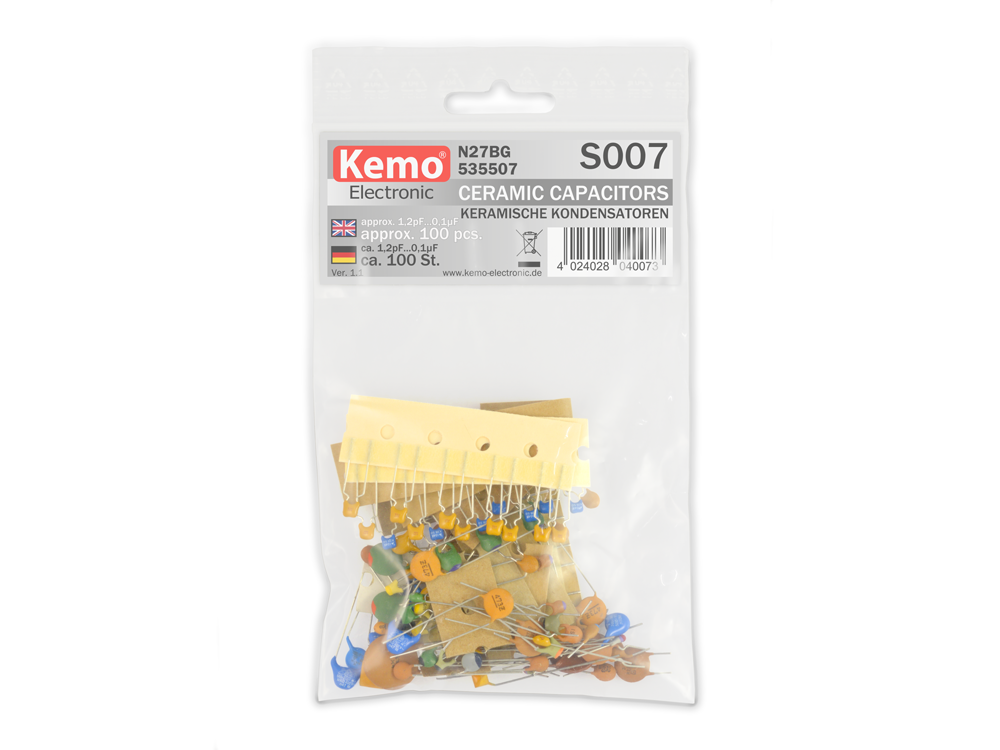 Ceramic Disc Chip Capacitor Selection Kemo S007 Assorted Mixed Capacitors 100pc