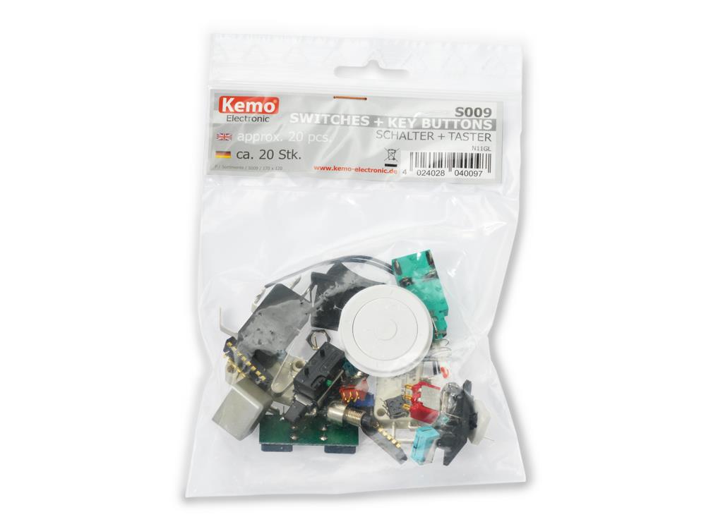 Switches and Key Buttons Kemo S009 Assorted Mixed Values 20pc