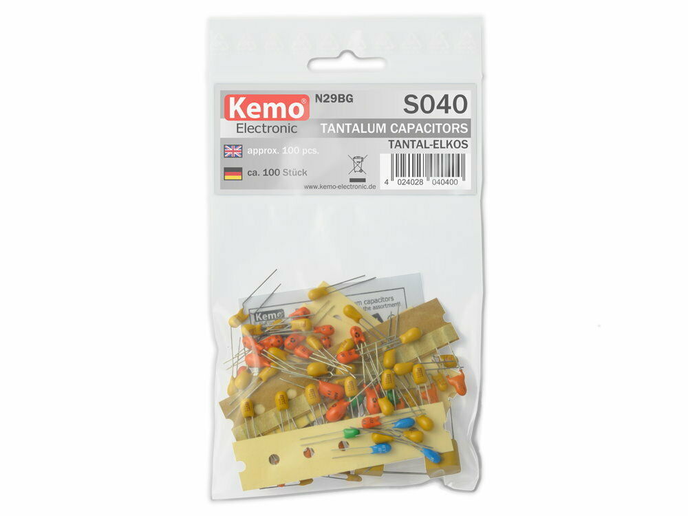 Tantalum Capacitor Selection Kemo S040 Assorted Mixed Values Capacitors 100pc