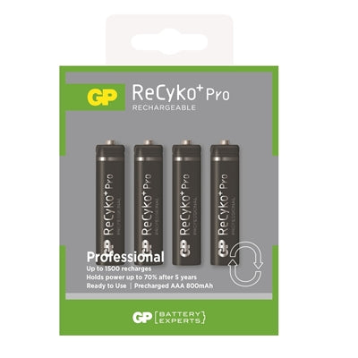 GP ReCyko+ Pro Pack of 4 AAA 800mAh Rechargeable Batteries