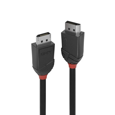 LINDY 36492 Black Line DisplayPort Cable, DisplayPort 1.2 (M) to DisplayPort 1.2 (M), 2m, Black & Red, Supports UHD Resolutions up to 4096x2160@60Hz, Triple Shielded Cable, Corrosion Resistant Copper 30AWG Conductors, Retail Polybag Packaging