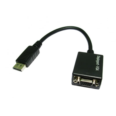 HDHDPORT-VGACAB Converter Adapter, DisplayPort 1.2 (M) to VGA (F), 0.15m Cabled Adapter, Black, 2048x1152 Max Resolution Support, Supports up 1080p at 50/60hz