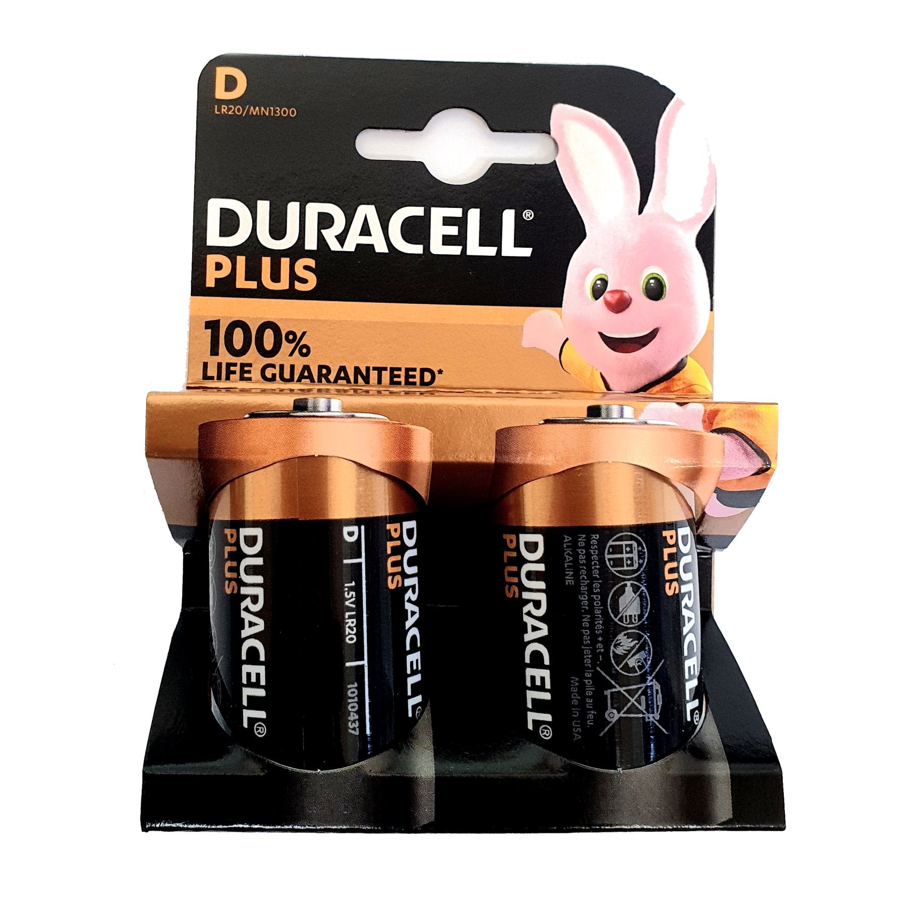 Duracell Plus Power Alkaline Pack of 2 D Battery LR20 MN1300