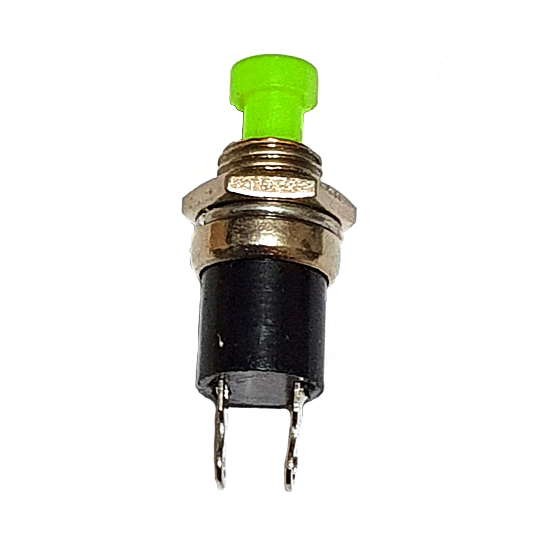 Miniature Push to make momentary switches with green button pack of 5