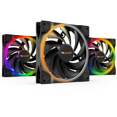 be quiet! Light Wings PWM High Speed Addressable RGB Fan Pack, 140mm, 2200RPM, 4-Pin PWM Fan & 3-Pin ARGB Connectors, Black Frame, Black Blades, ARGB Lighting on Front & Rear, Addressable RGB Hub Included