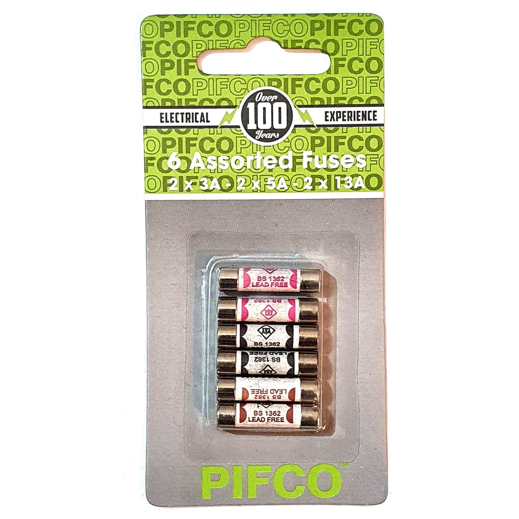 Pack of 6 assorted household electrical appliance fuses 3A 5A and 13A