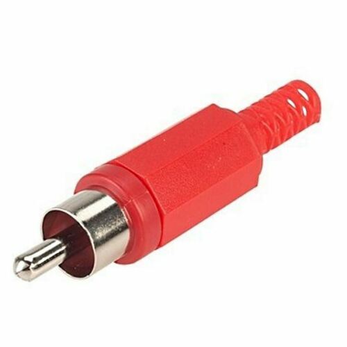 Phono plug connector moulded insulated cable support - Red