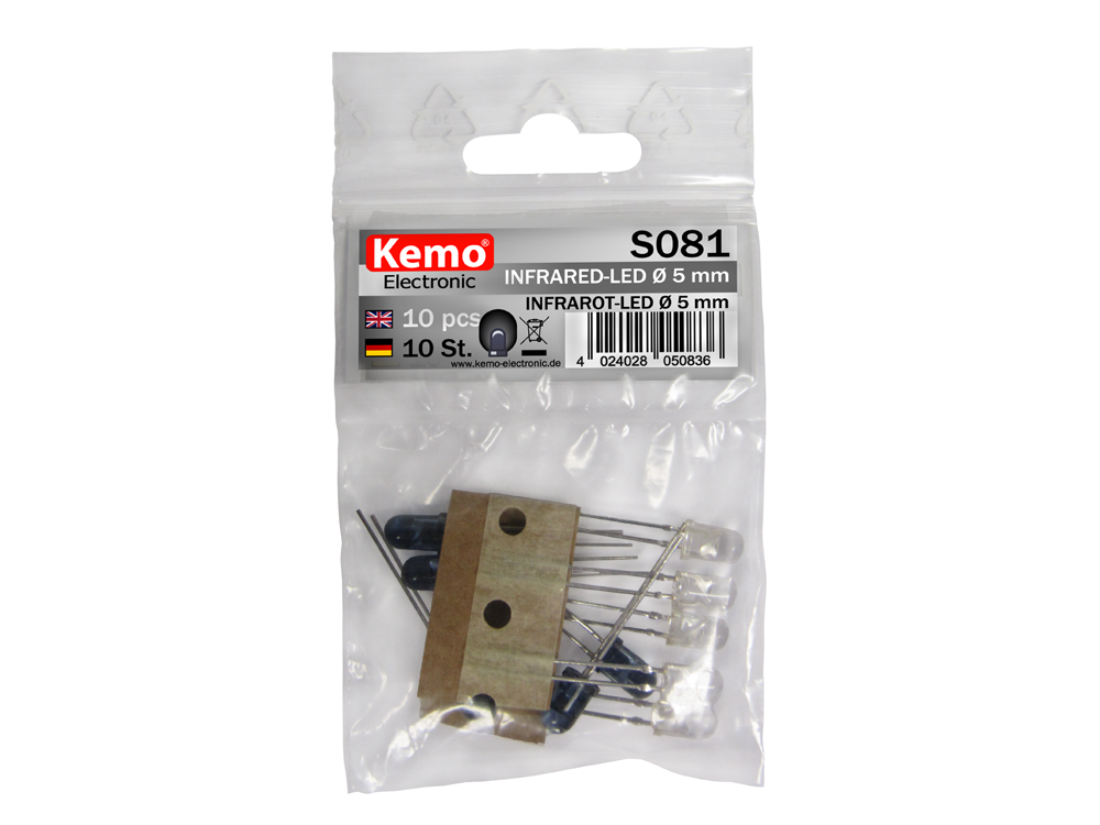 Kemo S081 Infrared LED  5mm approx. 10 pieces