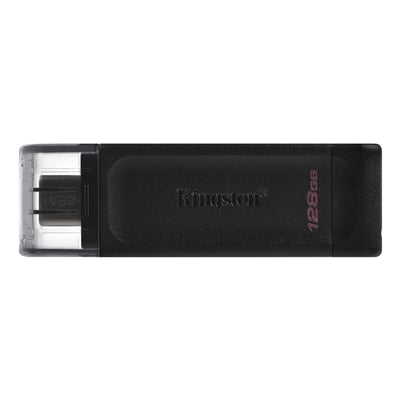 Kingston DT70/128GB DataTraveler 128GB USB Flash Drive, USB 3.2,  USB-C, Gen1, 80MB/s, Cap Design, Black, Retail.